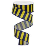 1.5" Navy and Yellow Stripe Ribbon