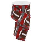 2.5" Red Grey Football Stripe Ribbon