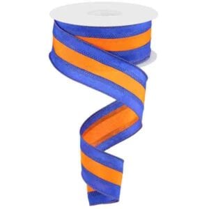 1.5" Blue Orange Stripe Ribbon - 10
yards