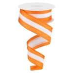 1.5 inch Orange White Stripe Ribbon