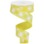 1.5" Yellow Diagonal Check Ribbon