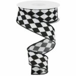 1.5" Black White Harlequin Ribbon