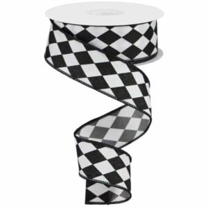 1.5" Black White Harlequin Ribbon -
  10 yards