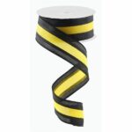 1.5" Yellow Black Stripe Ribbon