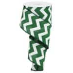 2.5” Green and White Chevron Ribbon