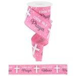 2.5" Pink Believe Cross Ribbon