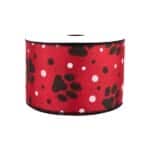 2.5" Red Black Paw Print Dot Ribbon
- 10 yards