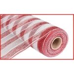 Red White Stripe Deco Mesh