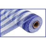 Blue White Stripe Deco Mesh