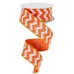 1.5” Orange and White Chevron Ribbon