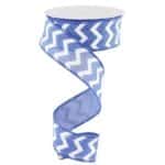 1.5” Blue and White Chevron Ribbon