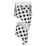 2.5” White Black Polka Dot Ribbon