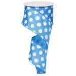 2.5” Blue White Polka Dot Ribbon