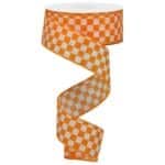1.5" Orange White Check Ribbon - 10
yards