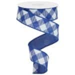 1.5” Blue Diagonal Check Ribbon