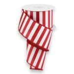 2.5" Crimson White Stripe Ribbon - 10 yards
