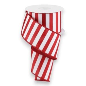 2.5" Crimson White Stripe Ribbon - 10 yards