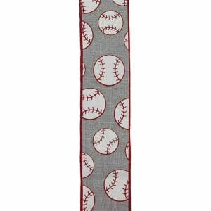 1.5" Grey Baseball Ribbon - 10 yards