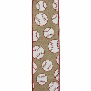 2.5? Beige Baseball Ribbon – 10 yards