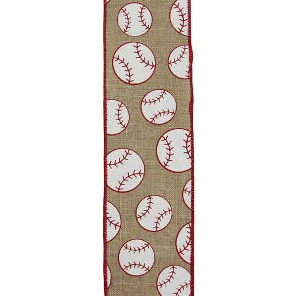 2.5 Light Beige Red White Glitter Baseball Ribbon RGA117101