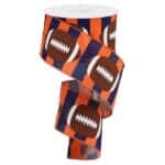 2.5”x10yds Orange Navy Football Ribbon