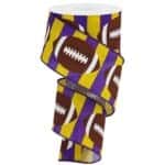 2.5”x10yds Purple Yellow Football Ribbon