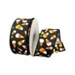 1.5”x10yds Black Candy Corn Ribbon