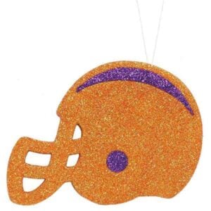 Orange Purple Flat Football Helmet Ornament