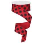 1.5”x10yds Red Black Polka Dot Ribbon