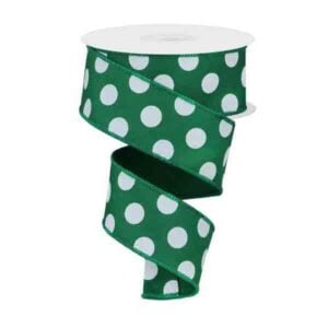 1.5" Green and White Polka Dot
Ribbon - 10 yards