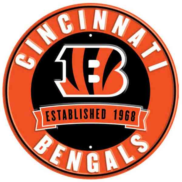 12” Cincinnati Bengals Round Sign, Cincinnati Bengals Sign