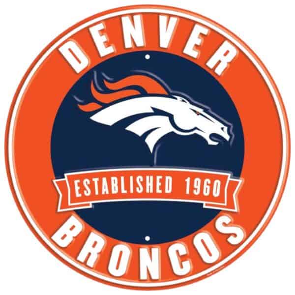 Denver Broncos Round Metal Sign