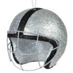 Silver Black Football Helmet Ornament