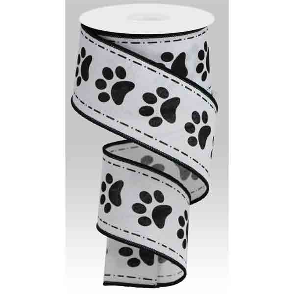 2.5 Paw Print Ribbon Black White