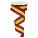1.5" Red Gold Stripe Ribbon - 10
yards