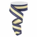 1.5”x10yds Navy Gold Stripe Ribbon