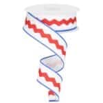 1.5" White Red Blue Ric Rac Ribbon -
10 yards