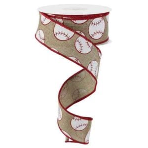 1.5" Beige Baseball Ribbon - 10
yards