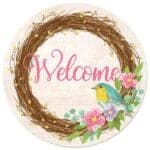 12” Welcome Spring Bird Round Sign