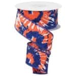 1.5" Navy Orange Tie Dye Ribbon - 10
  yards
