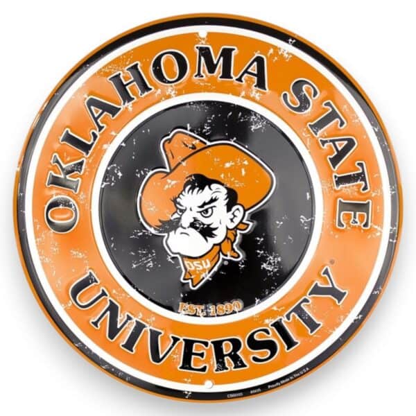 Oklahoma State Round Metal Sign