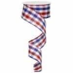1.5”x10yds Red Blue Check Ribbon