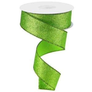 1.5" Lime Metallic Ribbon - 10 yards