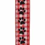 2.5”x10yds Red Check Paw Print Ribbon