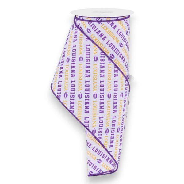 4" Louisiana Diagonal Text Ribbon - 10 yards