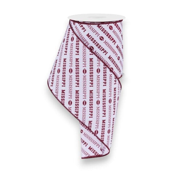 4" Mississippi Diagonal Text Ribbon - 10 yards