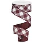 1.5”x10yds Maroon Diagonal Check Ribbon