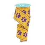 Yellow Purple Paw Print Ribbon