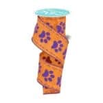 Orange Purple Paw Print Ribbon