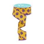 Yellow Purple Paw Print Ribbon